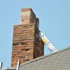 Chimney brought down (about to be rebuilt with a few bricks to be cutout and replaced below the rebuild line)